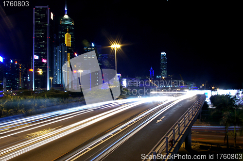 Image of Busy traffic in Hong Kong at night