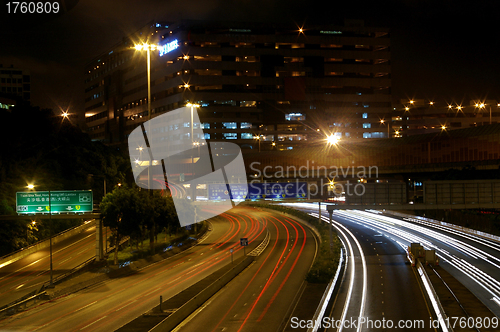 Image of Traffic in Hong Kong at night