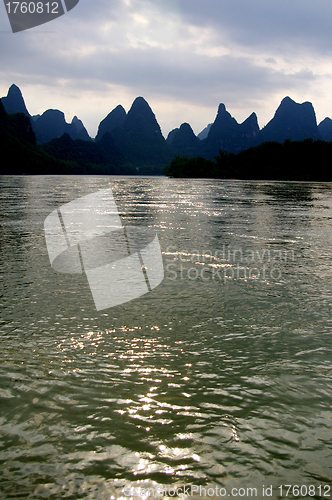 Image of Beautiful Karst mountain landscape in Yangshuo Guilin, China