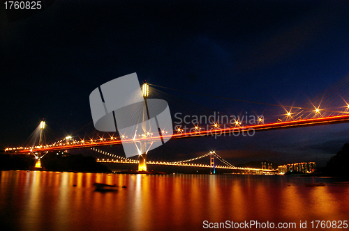 Image of Ting Kau Bridge at night in Hong Kong