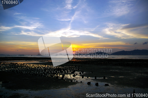 Image of Beautiful sunset along seashore in Hong Kong