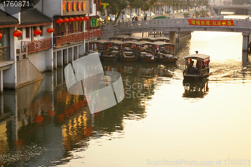 Image of Sunset at Qibao water town in Shanghai China