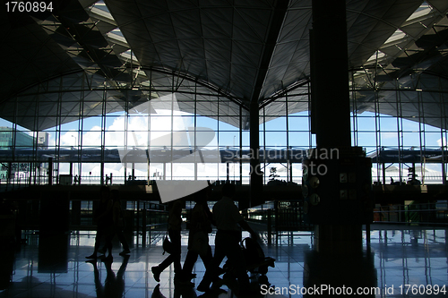 Image of Airport with moving passengers