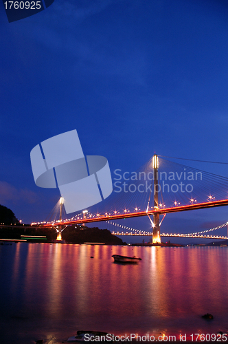 Image of Ting Kau Bridge at night in Hong Kong