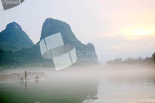 Image of Beautiful Karst mountain landscape in Yangshuo Guilin, China