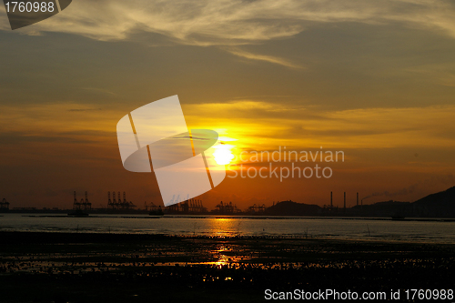 Image of Beautiful sunset along seashore in Hong Kong