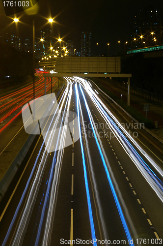 Image of Traffic in Hong Kong at night