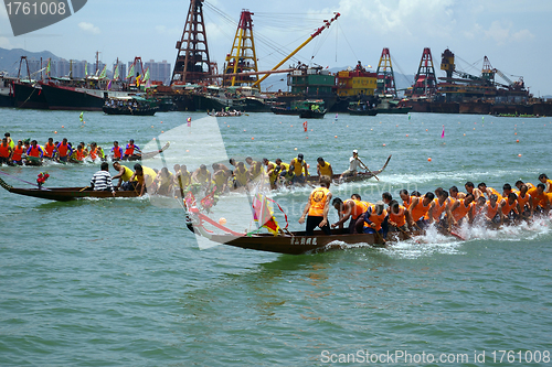 Image of HONG KONG - MAY 28: Dragon Boat Race on May 28, 2007 in Tuen Mun