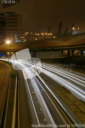Image of Light trails in Hong Kong at night