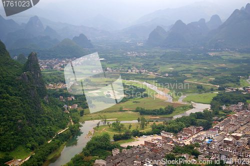 Image of Beautiful Karst mountain landscape in Yangshuo Guilin, China