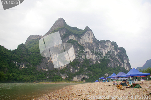 Image of Beautiful Karst mountain landscape in Yangshuo Guilin, China