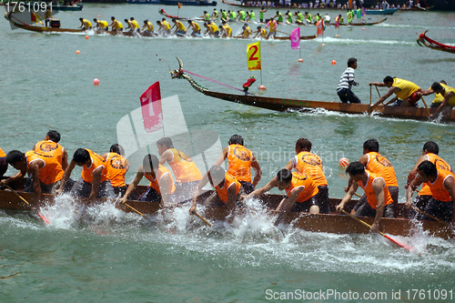 Image of HONG KONG - MAY 28: Dragon Boat Race on May 28, 2007 in Tuen Mun