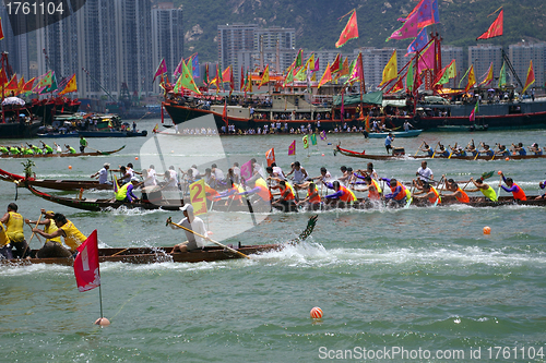 Image of HONG KONG - MAY 28: Dragon Boat Race on May 28, 2007 in Tuen Mun