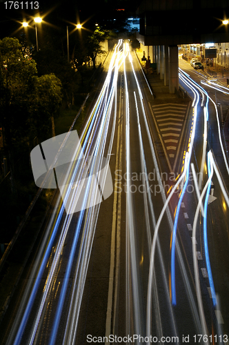 Image of Traffic in Hong Kong at night