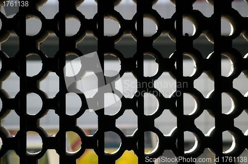 Image of Circles on window in public housing estate of Hong Kong