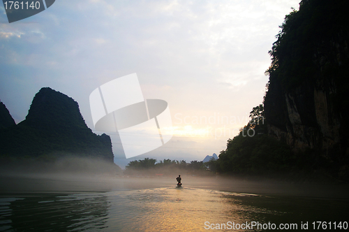 Image of Beautiful Karst mountain landscape in Yangshuo Guilin, China