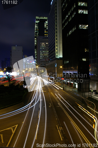 Image of Traffic in Hong Kong at night