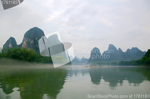 Image of Beautiful Karst mountain landscape in Yangshuo Guilin, China