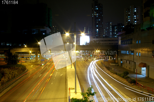 Image of Traffic in city at night