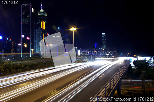 Image of Traffic in Hong Kong at night