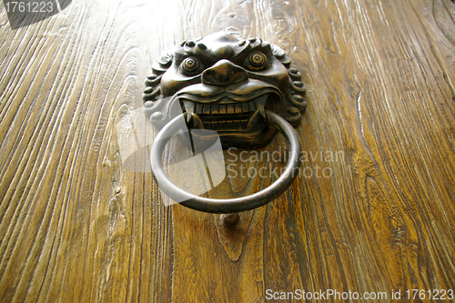 Image of Lion on the Chinese door