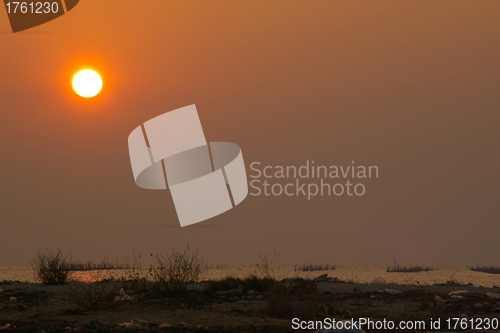 Image of Beautiful sunset along seashore in Hong Kong