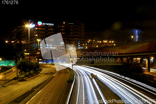 Image of Busy traffic along highway in Hong Kong