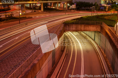 Image of Traffic in Hong Kong at night