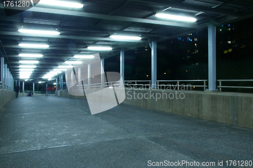 Image of Footbridge at night with nobody