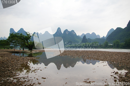 Image of Beautiful Karst mountain landscape in Yangshuo Guilin, China