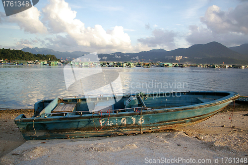 Image of Coastal landscape with many boats in Hong Kong