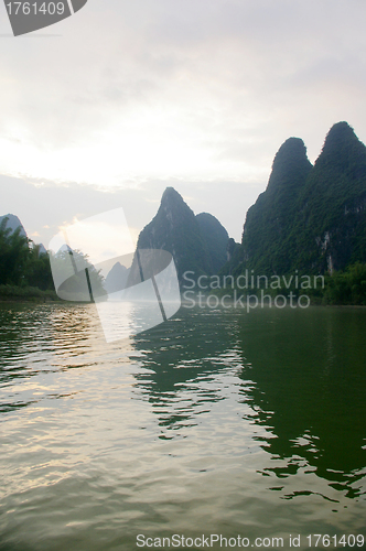 Image of Beautiful Karst mountain landscape in Yangshuo Guilin, China