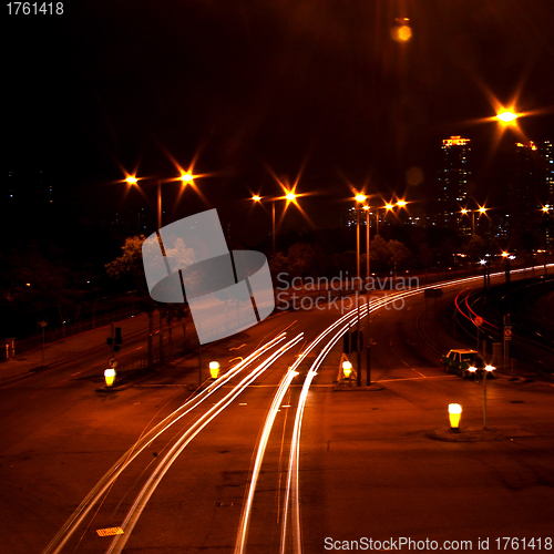 Image of Traffic in Hong Kong at night