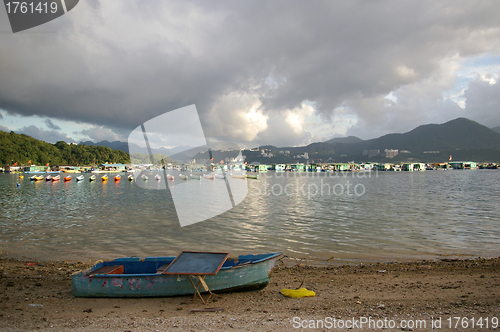 Image of Coastal landscape with many boats