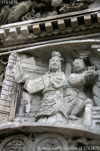 Image of Chinese carvings outside temple