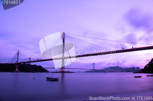 Image of Ting Kau Bridge at night in Hong Kong