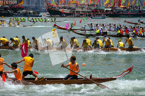Image of HONG KONG - MAY 28: Dragon Boat Race on May 28, 2007 in Tuen Mun
