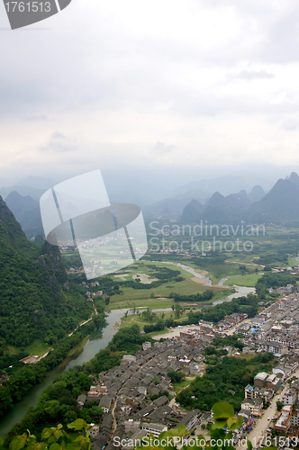 Image of Beautiful Karst mountain landscape in Yangshuo Guilin, China