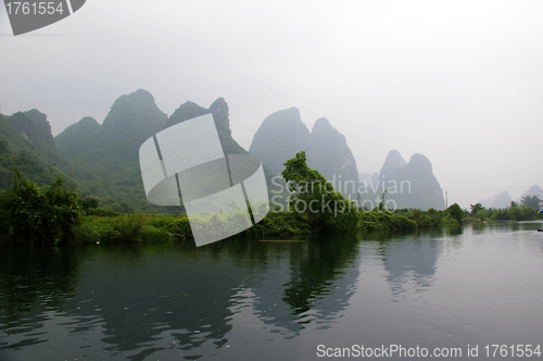 Image of Beautiful Karst mountain landscape in Yangshuo Guilin, China