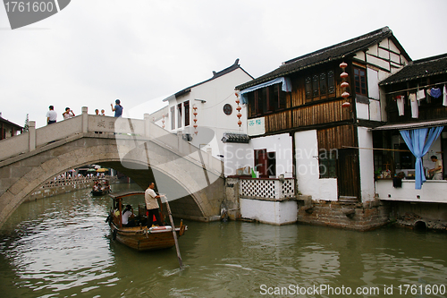 Image of Zhujiajiao water village in Shanghai, China.