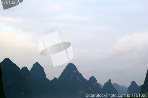 Image of Beautiful Karst mountain landscape in Yangshuo Guilin, China