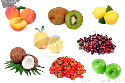 Image of Set of fresh fruits isolated on white background