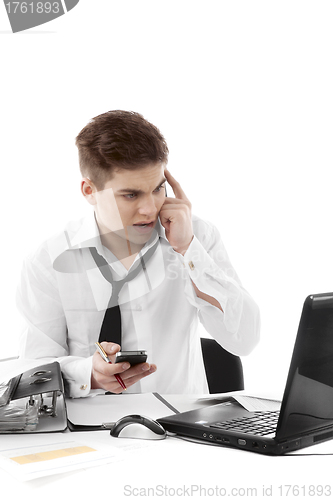 Image of Very busy businessman