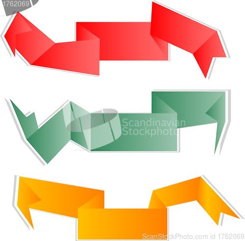 Image of Vector set of origami paper banners