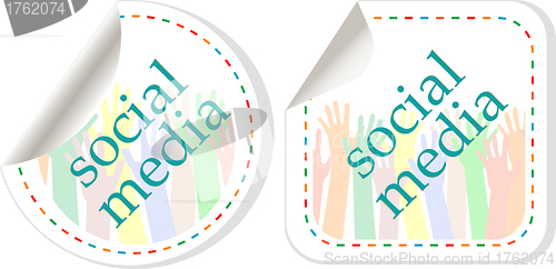 Image of Social media sticker set with hands