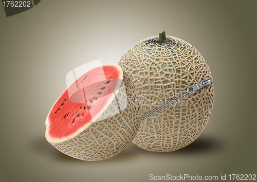 Image of Melon and red water melon inside