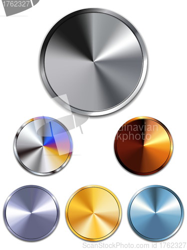 Image of Metal Buttons. Silver, Gold, Copper