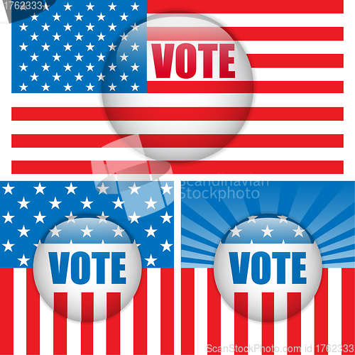 Image of Vote Buttons. Set of three with Background