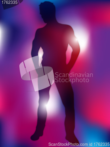 Image of Sexy Boy Silhouette on Colorful Background