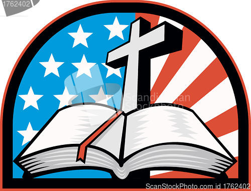 Image of Bible With Cross American Stars Stripes